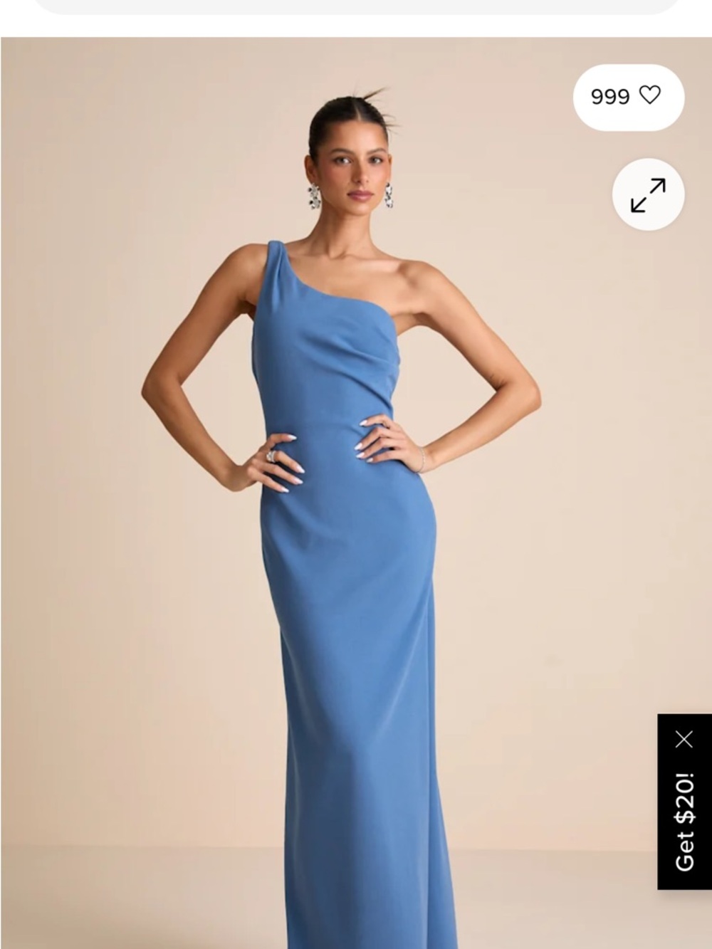 Lulu's Sky Blue One-Shoulder Maxi Gown